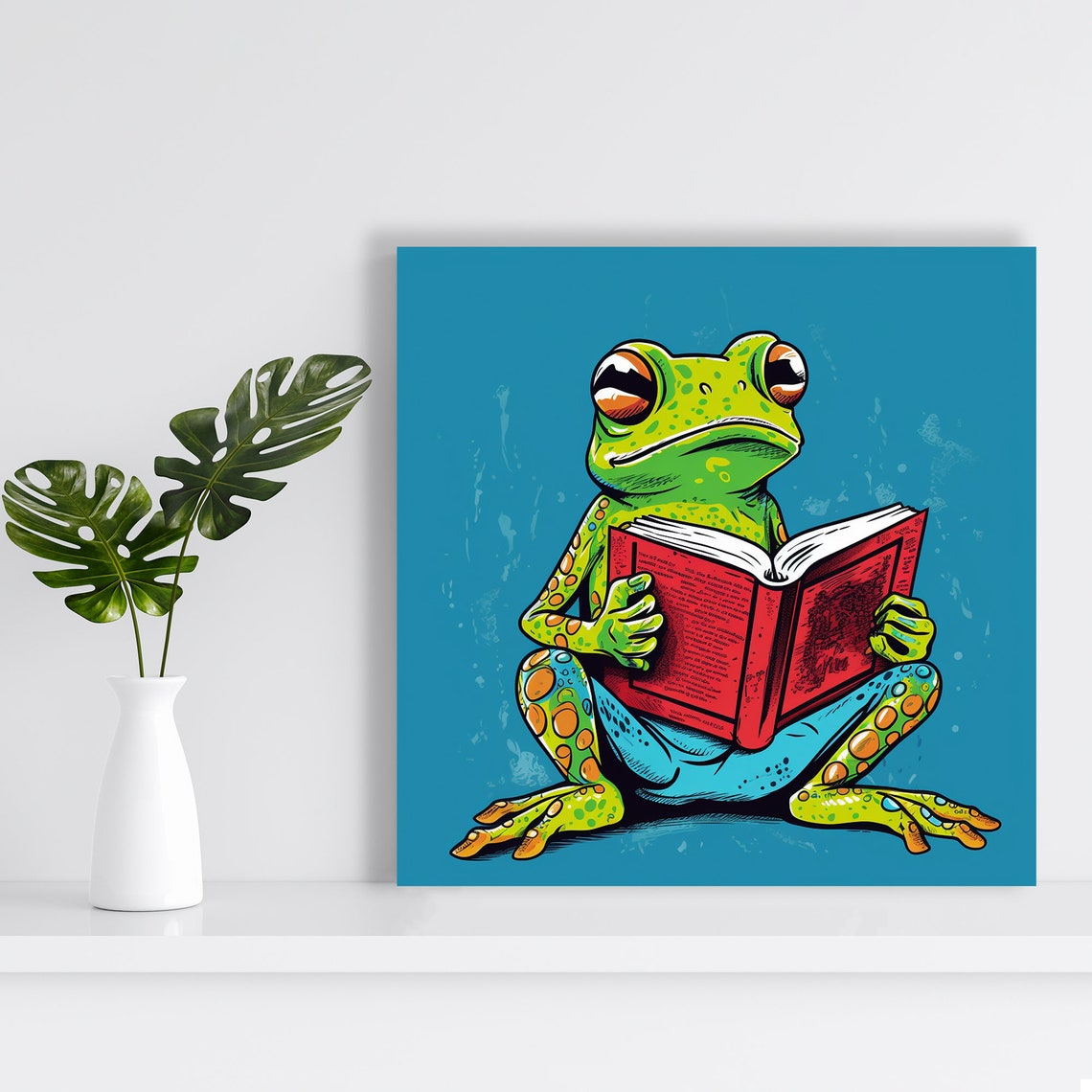 Reading Frog Library Adventure Cute Book Lover Nursery Decor Poster - Image 2
