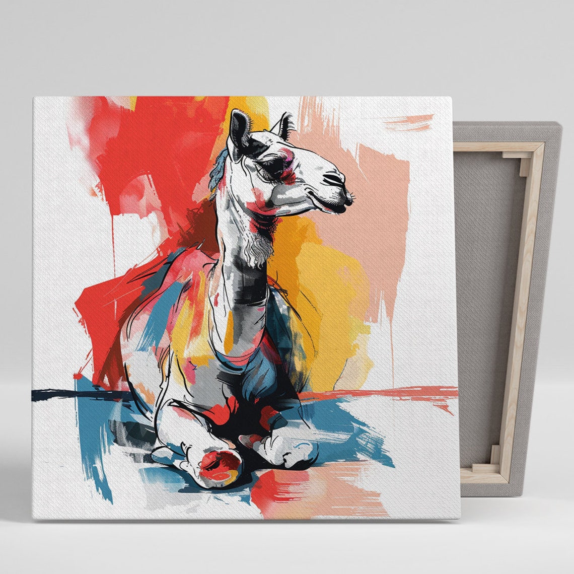 Abstract Colorful Camel Resting Painterly Desert Art Wall Poster