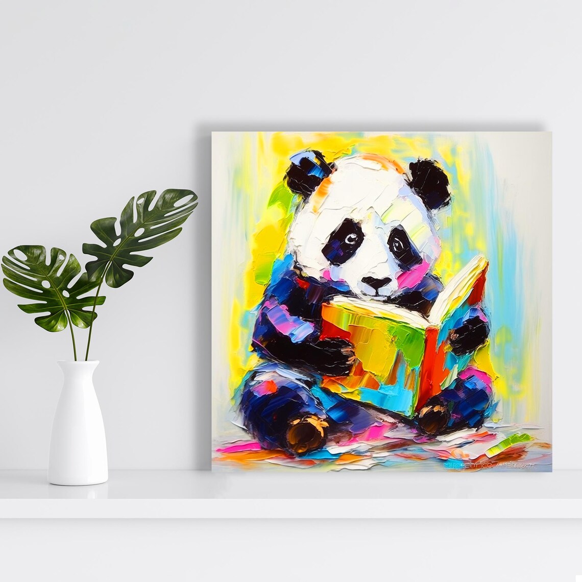 Literary Pandas Rainbow Journey Art Print, Whimsical - Image 2