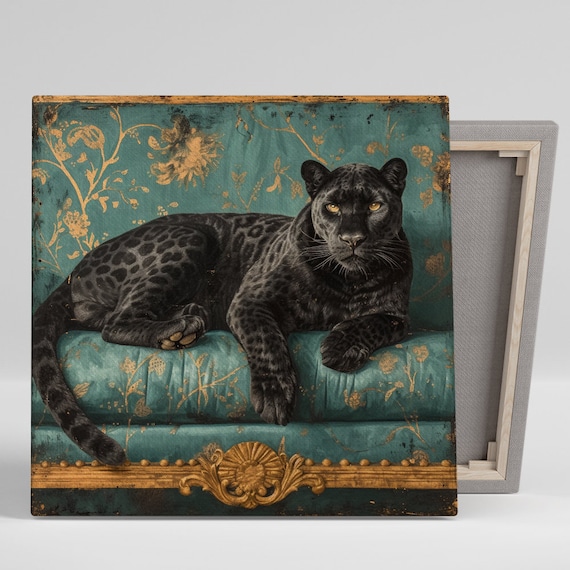 Vintage Panther Wall Art Print, Traditional Decor