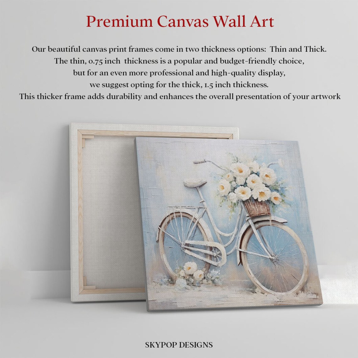 White Bicycle Basket Of Flowers Shabby Chic Vintage Floral Wall Poster - Image 4