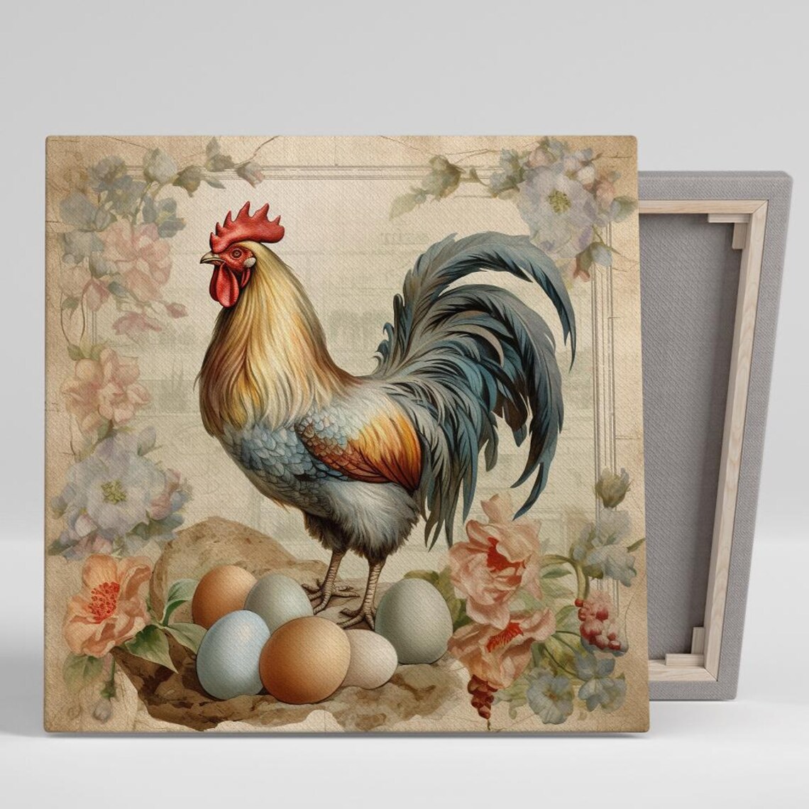 French Country Rooster, Vintage Farmhouse Art Print