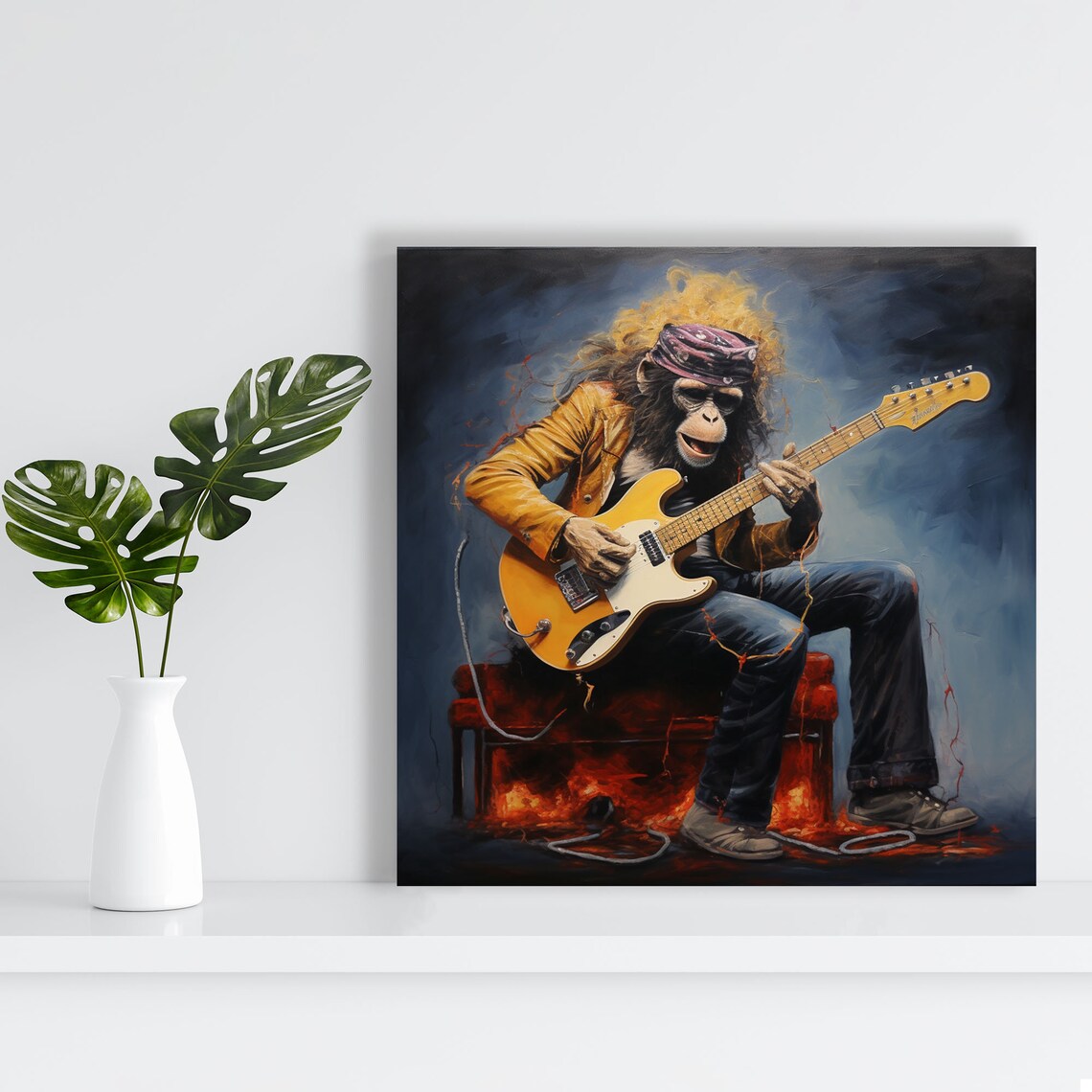 Monkey With Guitar, Colorful Abstract Art Print - Image 3