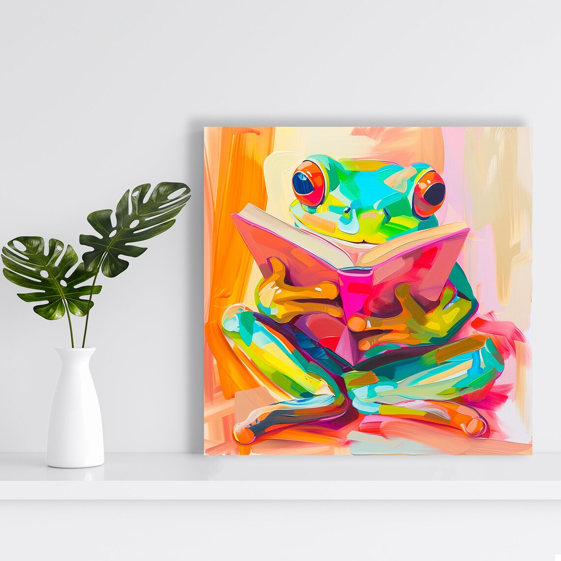 Whimsical Frog Abstraction Bohemian Poster - Image 2