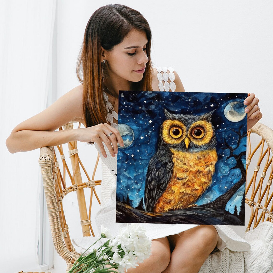 Owl Wall Art Print, Bird Decor for Living Room - Image 3