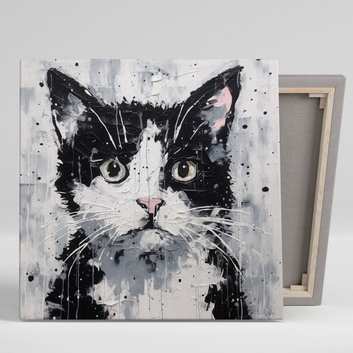 Black and White Cat, Minimalist Contemporary Art Print