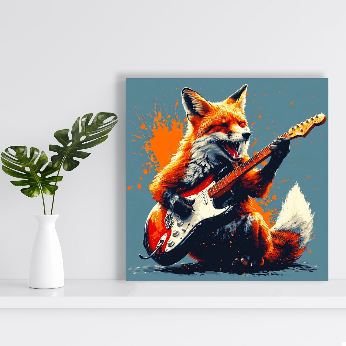 Fox Rock Star Pop Art Print, Contemporary Decor - Image 2