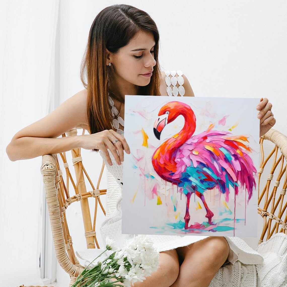 Flamingo Fusion Contemporary Animal Wall Art Print - Image 3