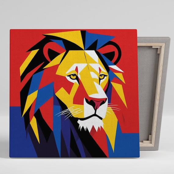 Geometric Lion Pop Art Poster, Contemporary Decor