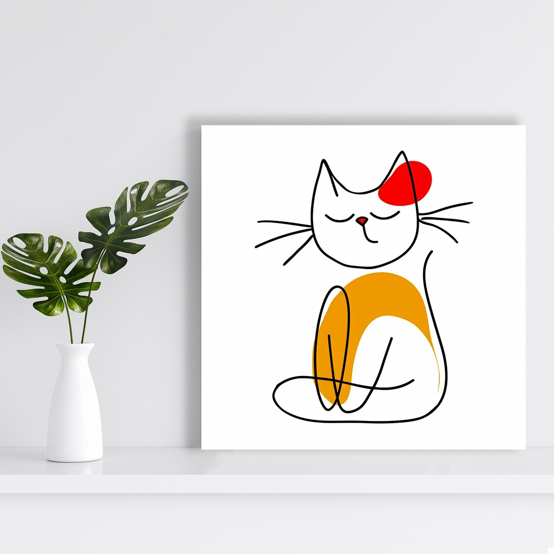 Zen Cat Art Print, Minimalist Contemporary Decor - Image 2