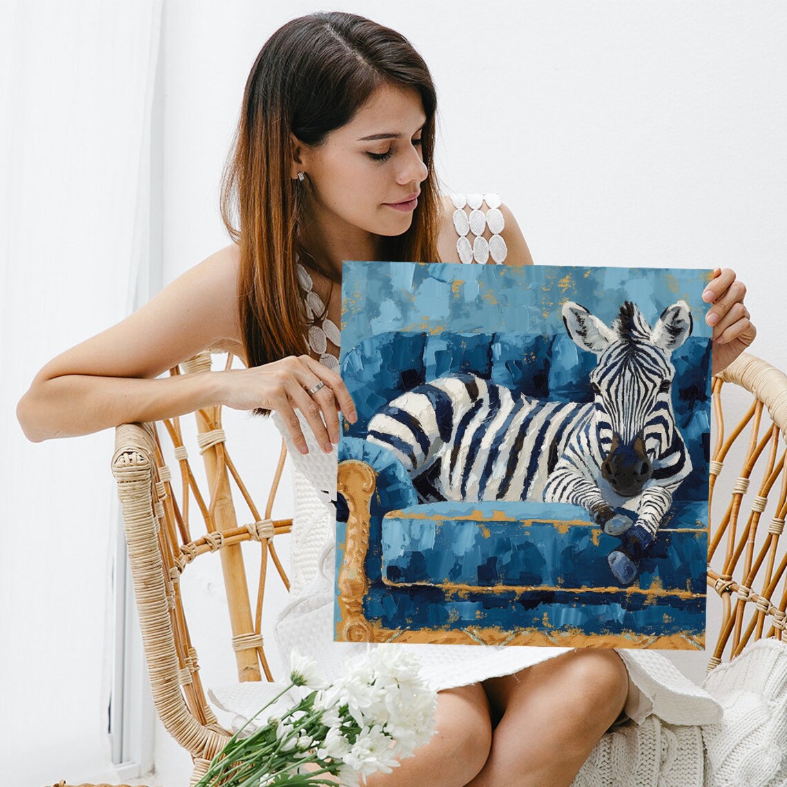 Zebras Whimsical Modern Decor Wall Art Print - Image 3