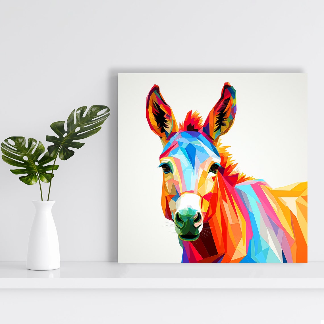 Geometric Donkey Kaleidoscope Colorful Facets Modern Bohemian Poster - Image 2