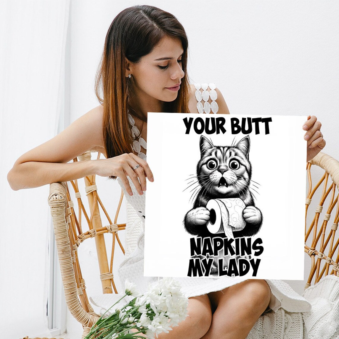 Funny Cat With Toilet Paper Bathroom Art Print - Image 5