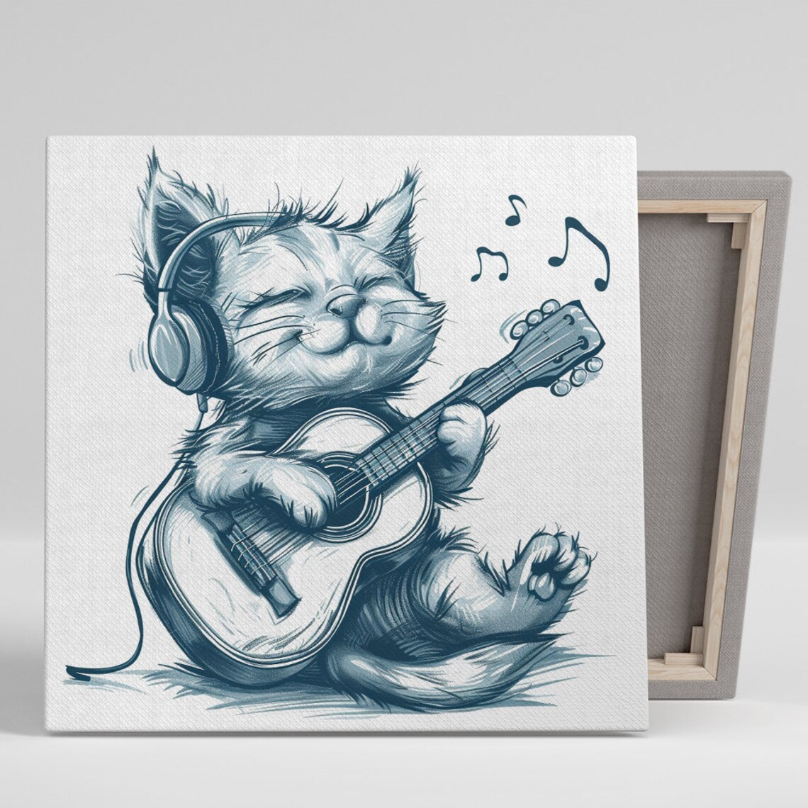 Melodic Feline Harmony, Whimsical Cat Art Print