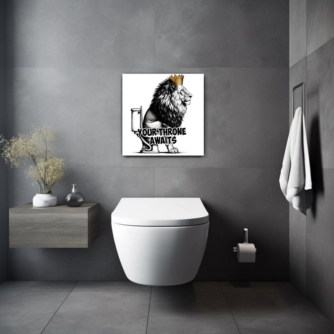 Lion On The Pot Minimalist Bathroom Art Print - Image 4