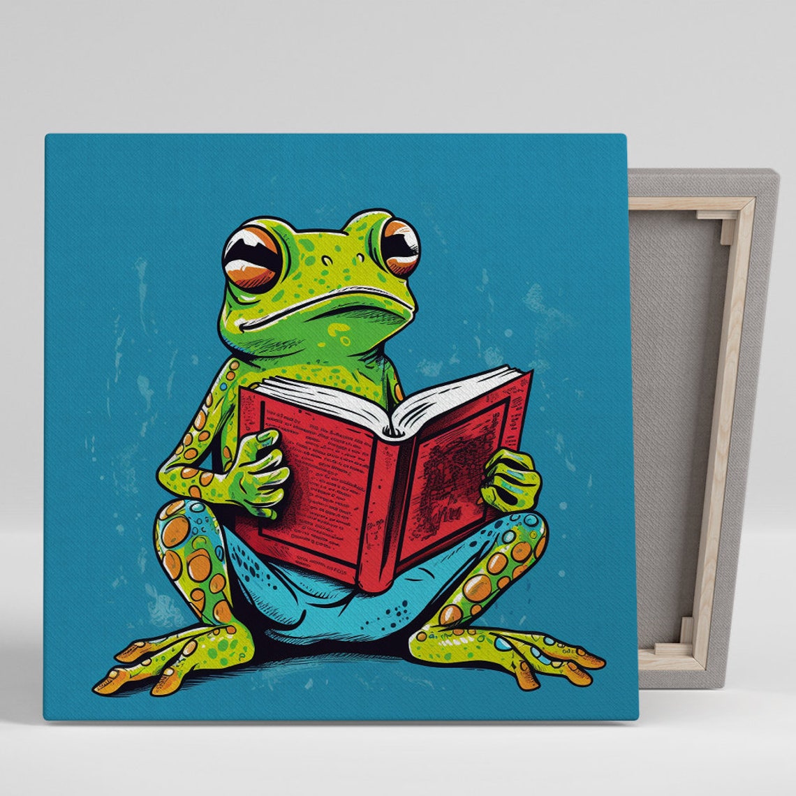 Reading Frog Library Adventure Cute Book Lover Nursery Decor Poster