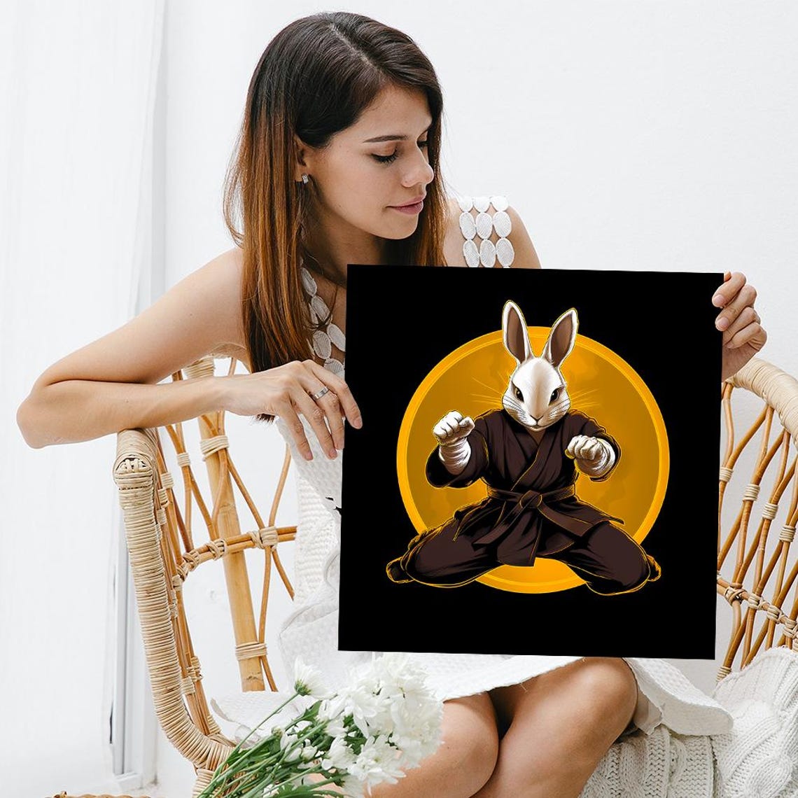 Kung Fu Bunny Martial Arts Karate Rabbit Funny Animal Art Poster - Image 3