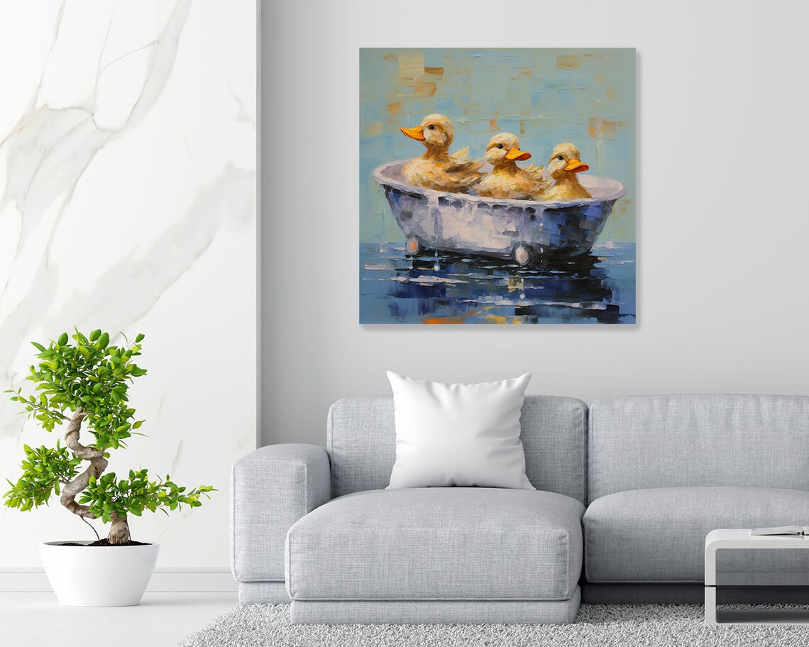 Three Ducks in Bathtub, Bathroom Nursery Art Print - Image 2