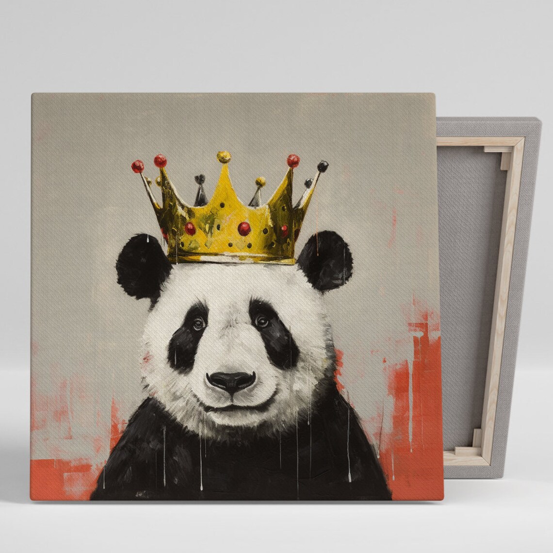 Royal Panda With Golden Crown Poster Cute Panda King Funny Animal Wall Art