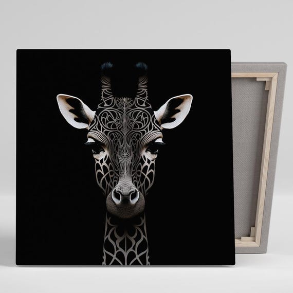 Giraffe Art Or Poster Geometric Minimalist Decor Living Room Bedroom Office Dining Room Art Black White Gray Contemporary Design