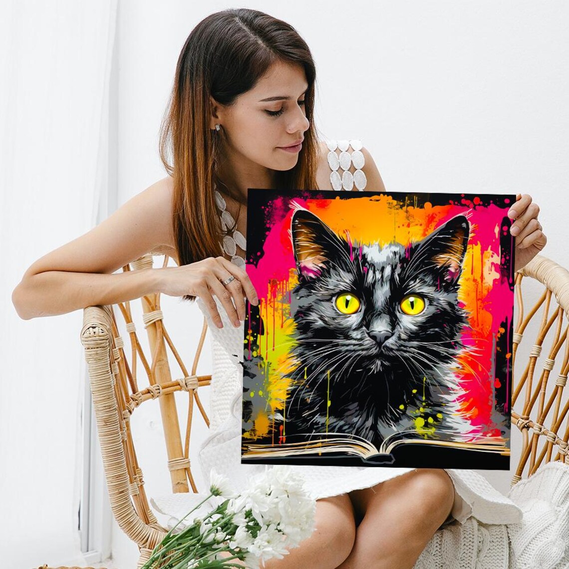 Cat Pop Art Poster, Contemporary Living Room Decor - Image 3