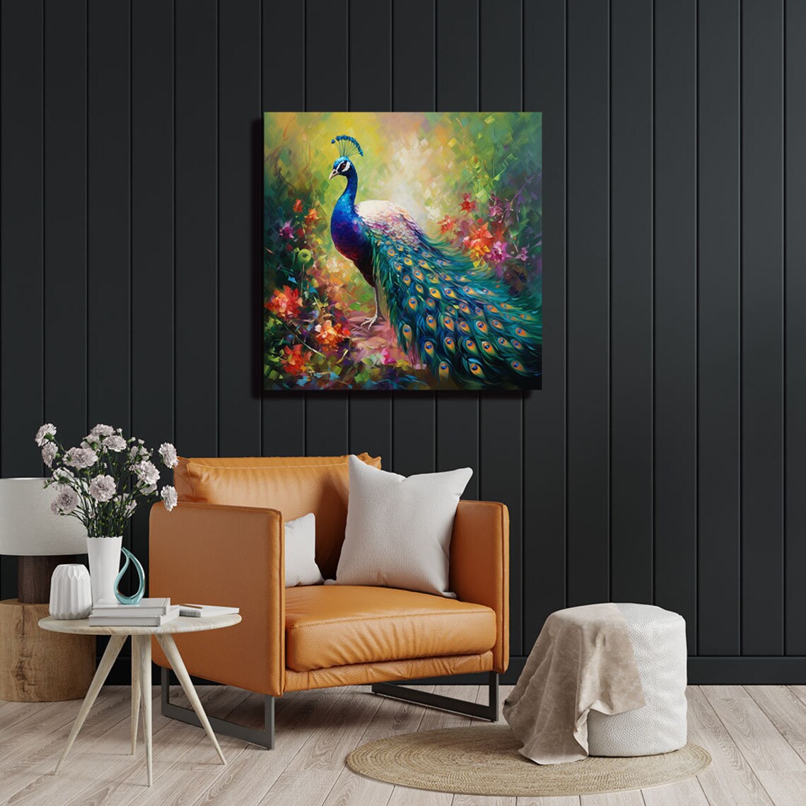 Peacock Decor Poster Print, Exotic Living Room Decor - Image 2