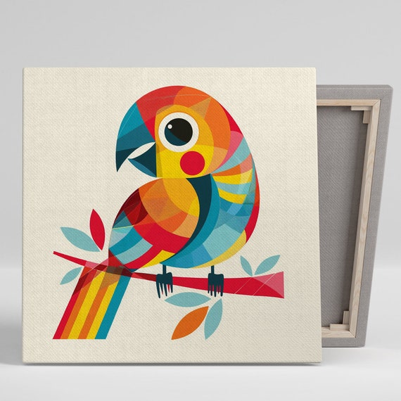 Geometric Tropical Parrot Wall Art Or Poster Pop Art Bohemian Decor Living Room Childrens Room Nursery Office Wall Art Colorful