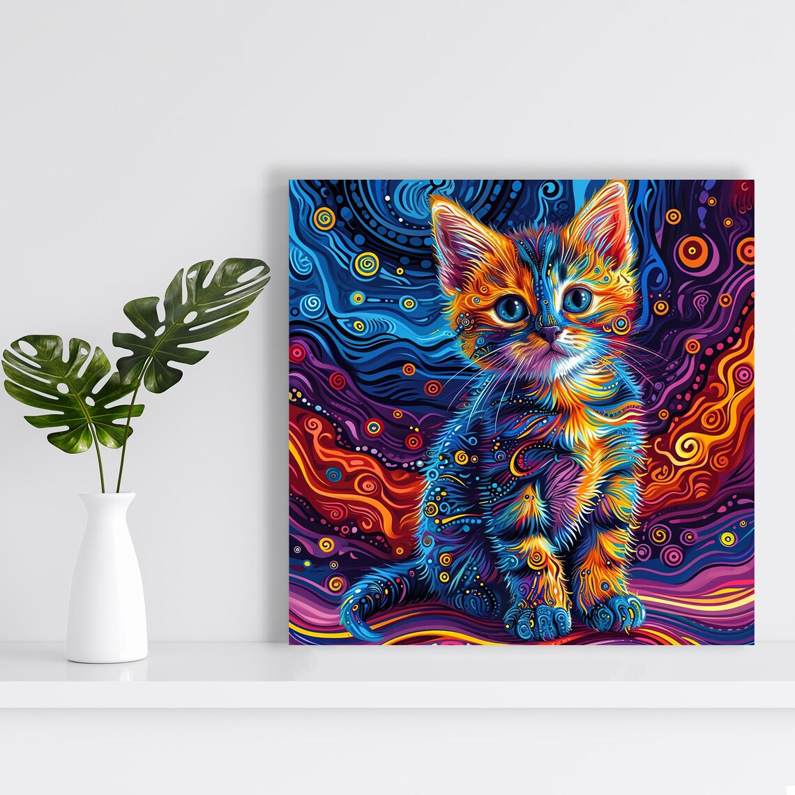 Cosmic Kitten Kaleidoscope Art Print, Whimsical Decor - Image 2