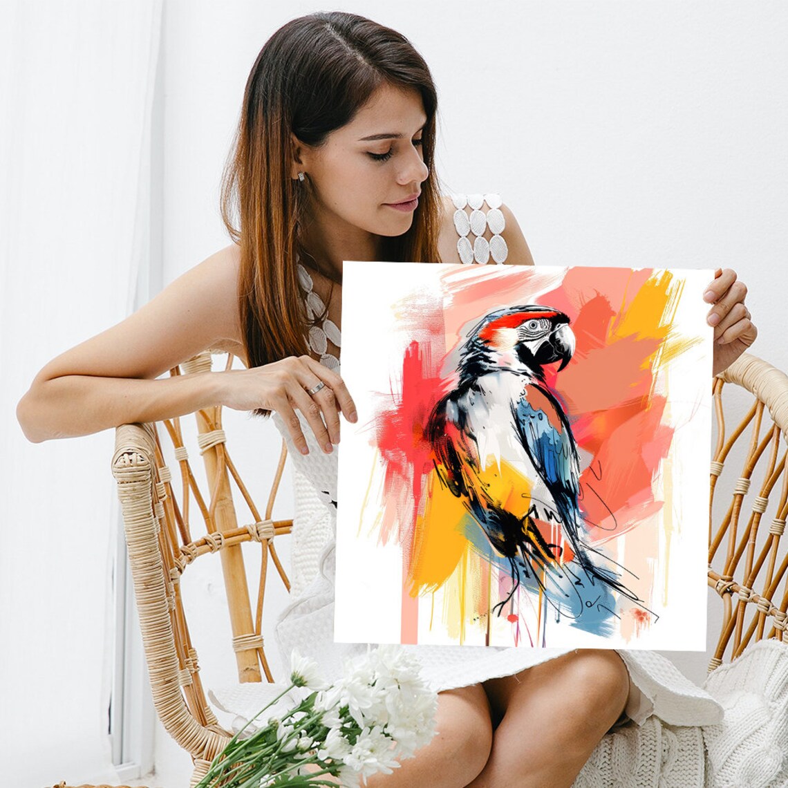 Vibrant Parrot Splash Art Poster, Whimsical Decor - Image 3