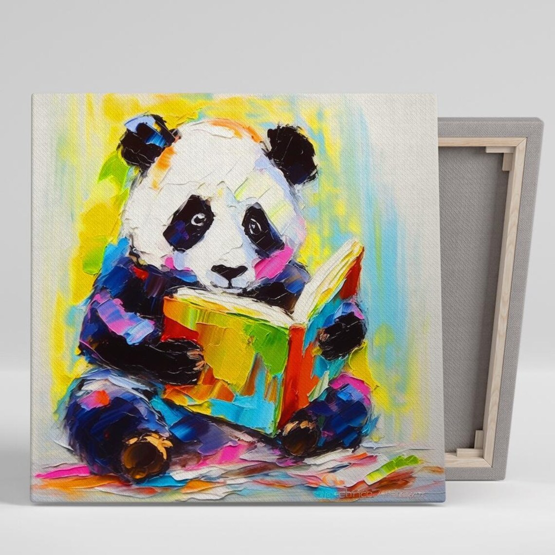 Literary Pandas Rainbow Journey Art Print, Whimsical