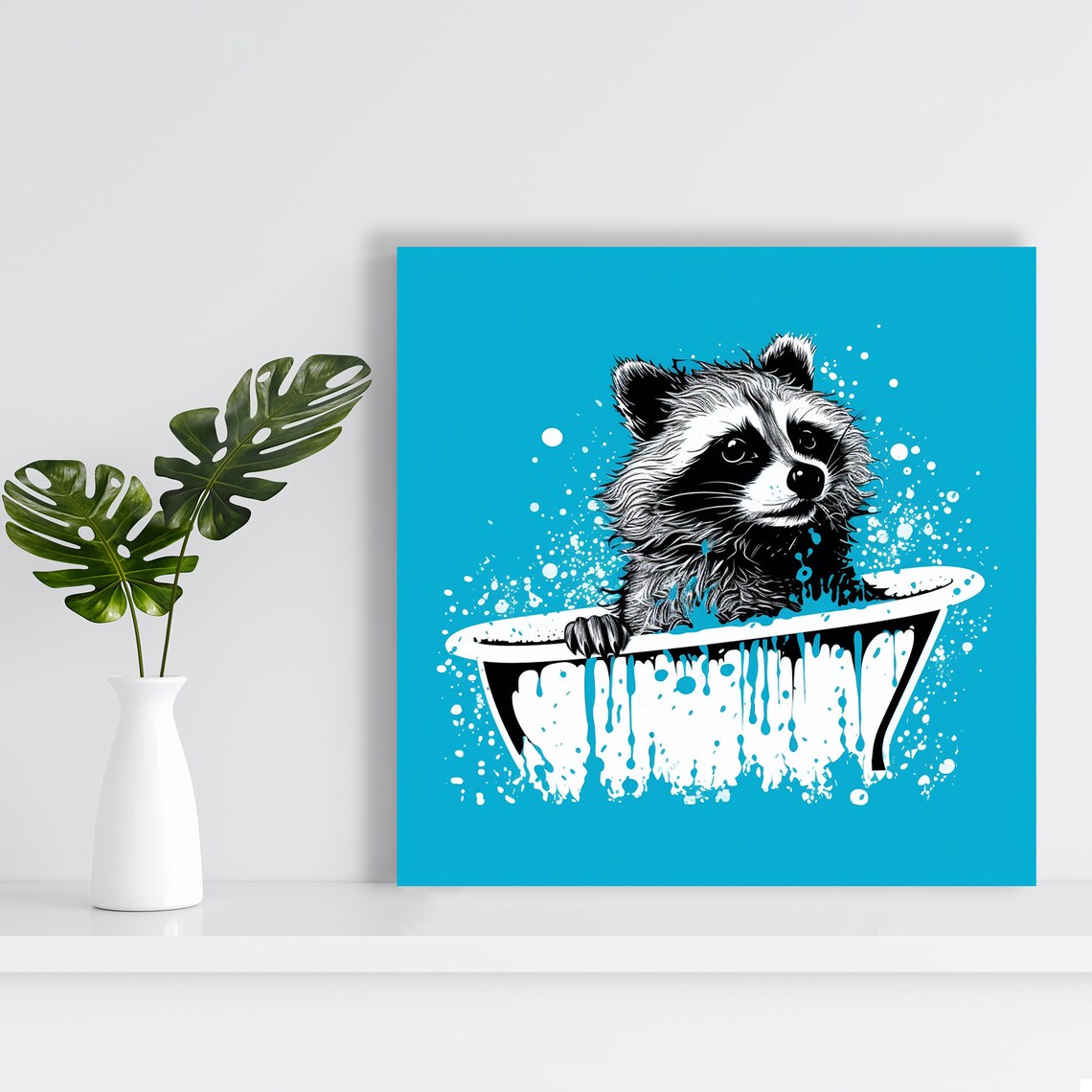 Bathing Bandit Art Print, Whimsical Animal Decor - Image 2