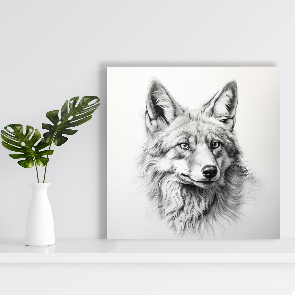 Majestic Wolf Rustic Modern Minimalist Art Print - Image 2