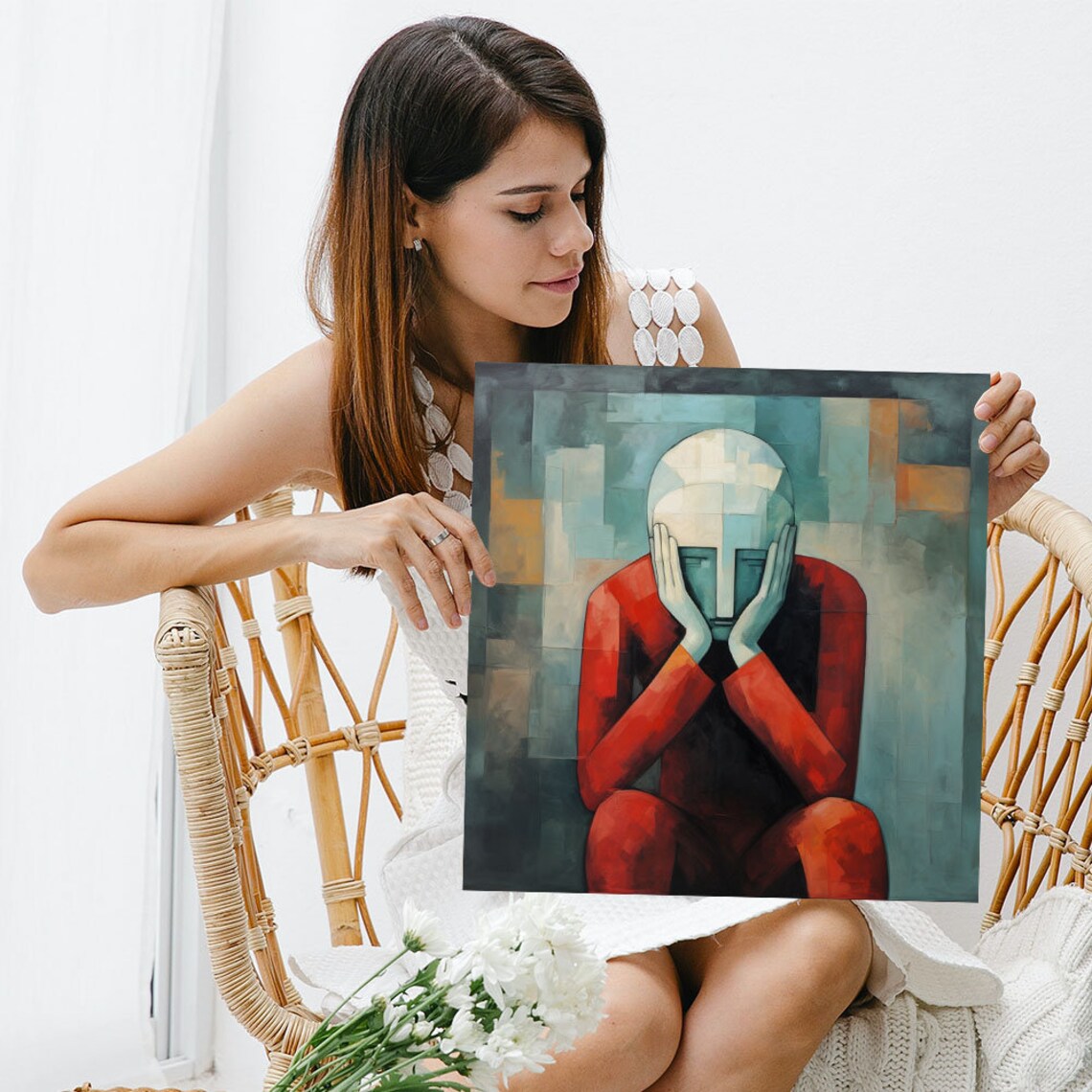 Abstract Face Wall Art Print, Modern Whimsical Decor - Image 3