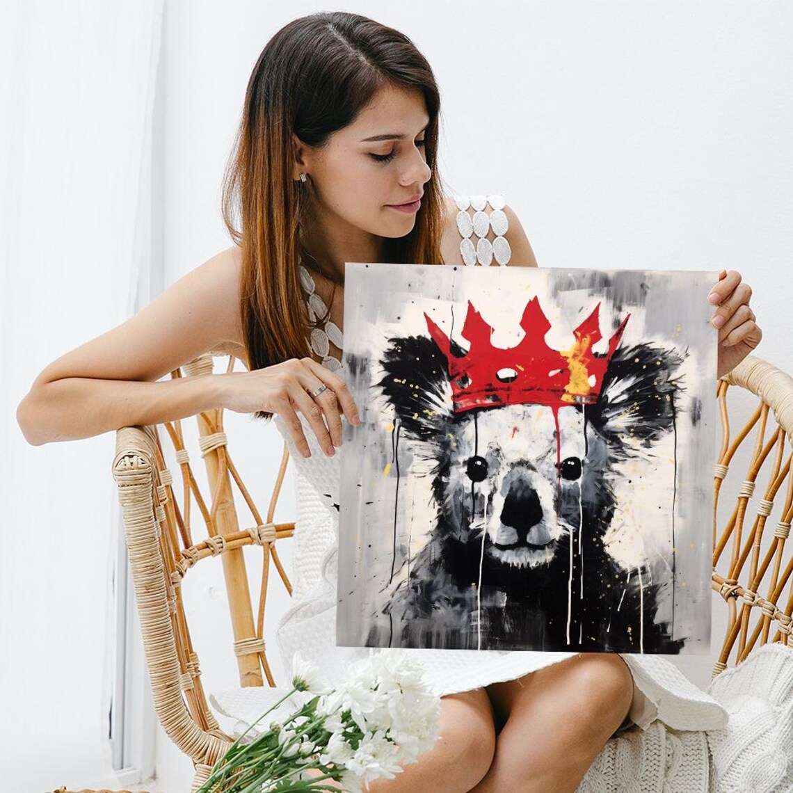Koala King Red Crown Graffiti Street Art Black Grey Abstract Art Poster - Image 3