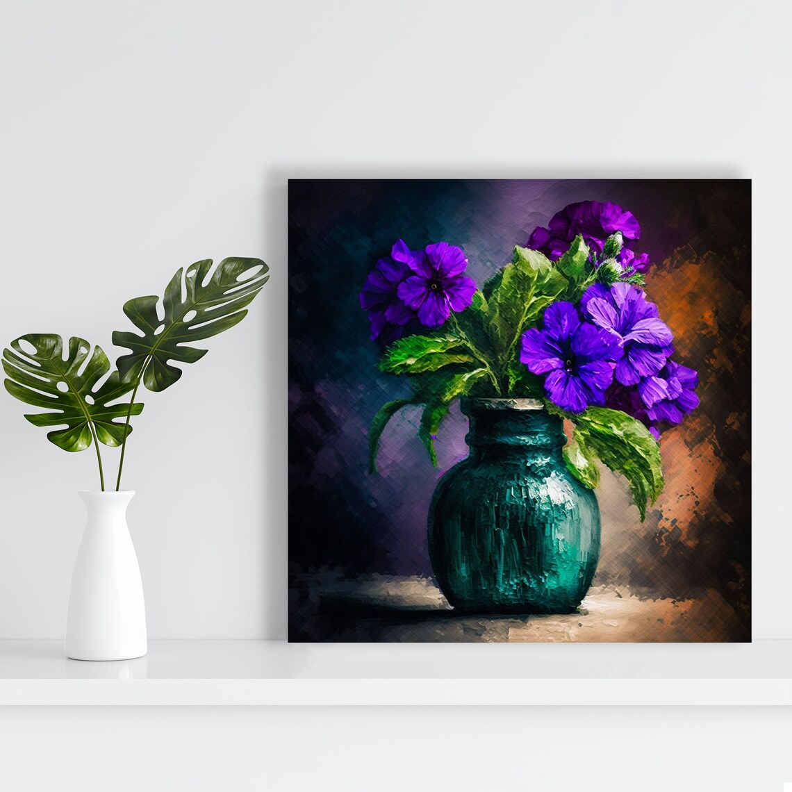 Purple Flower Vase Still Life Floral Art Print - Image 4