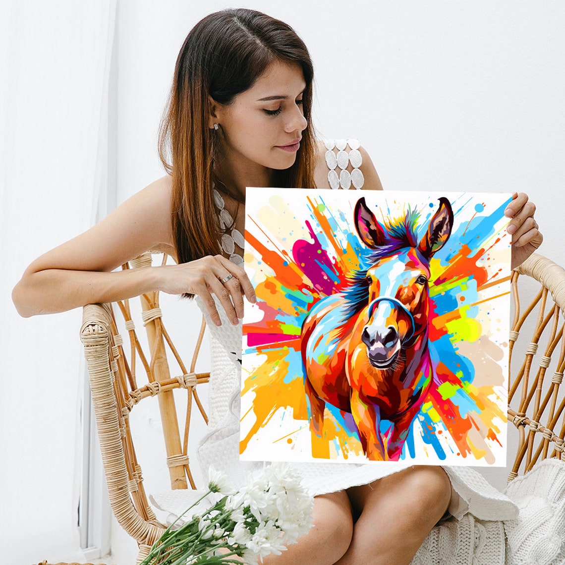 Donkey Paint Splash Explosion Vibrant Multicolor Pop Art Wall Poster - Image 3