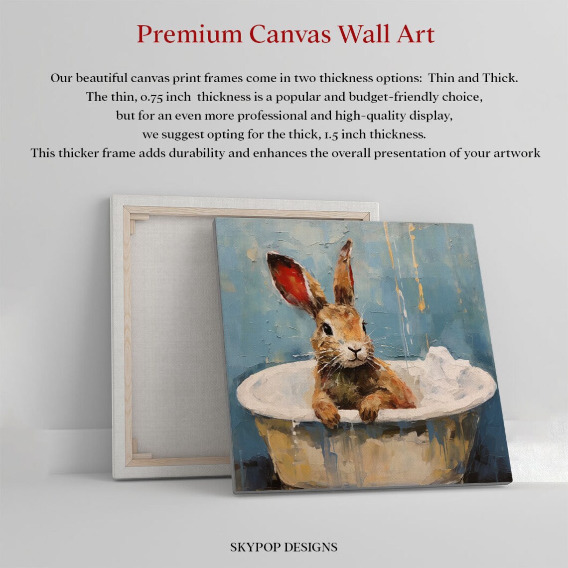 Rabbit in Bathtub Bathroom Wall Art, Bunny Poster - Image 2