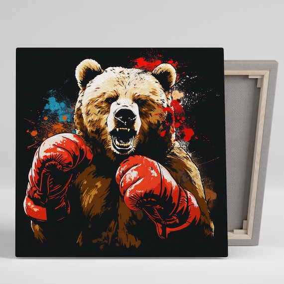 Boxing Bear Fury Animal Pop Art, Wall Art Print