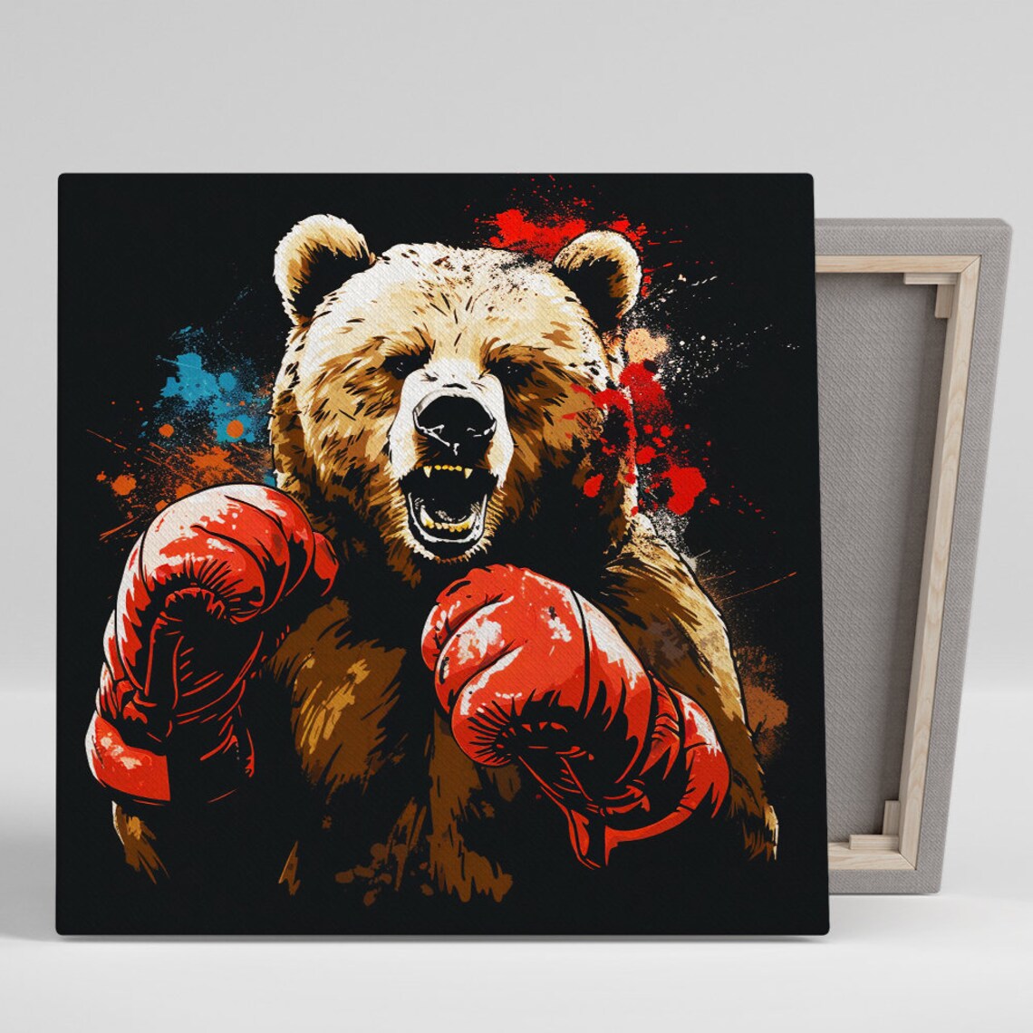 Boxing Bear Fury Animal Pop Art, Wall Art Print