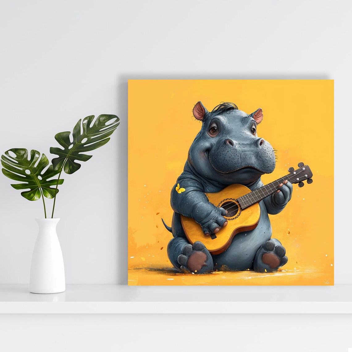 Hippopotamus Whimsical Animal Art Print, Nursery Decor - Image 2