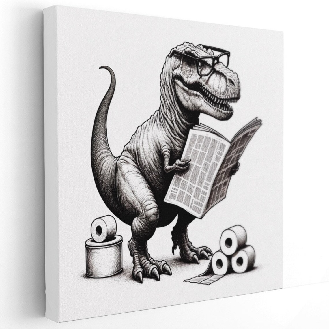 Dinosaur Reading Newspaper, Funny Bathroom Decor - Image 2