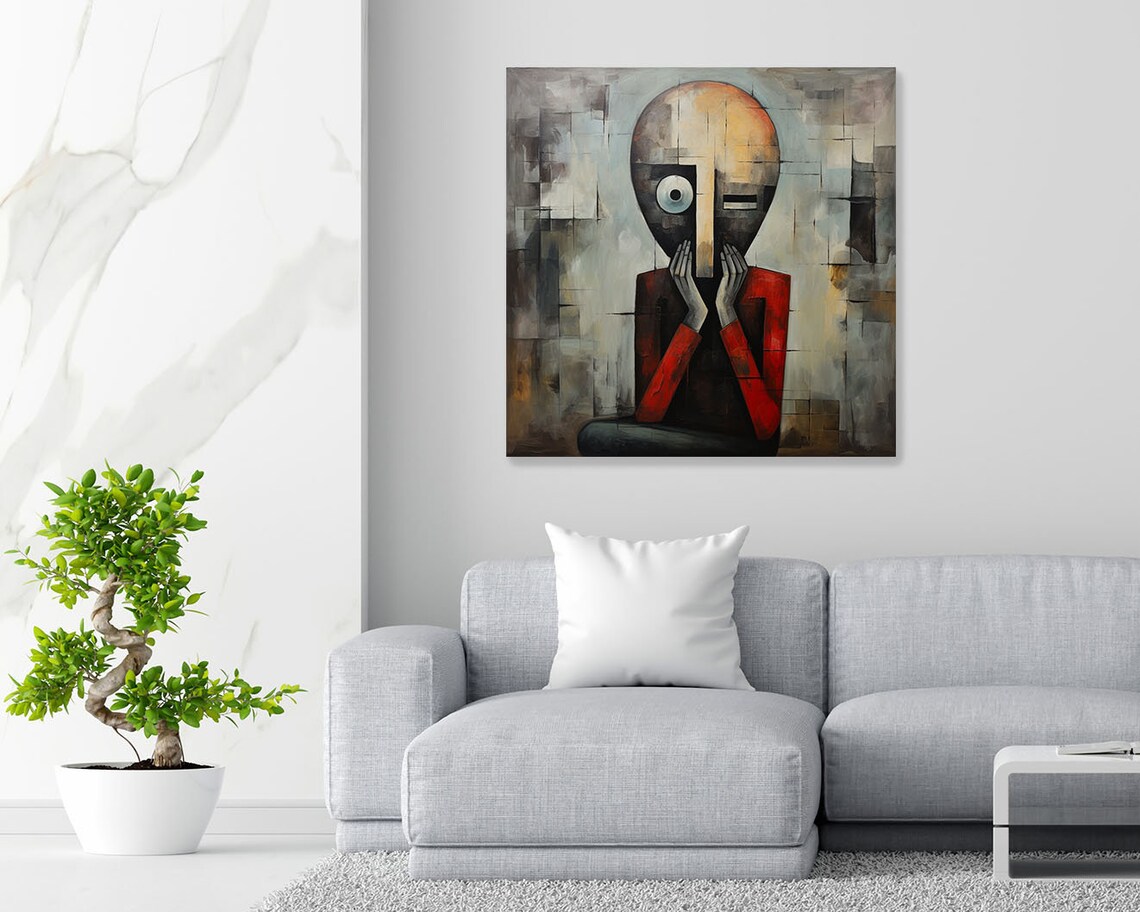 Abstract Face Art Print, Modern Contemporary Decor - Image 2