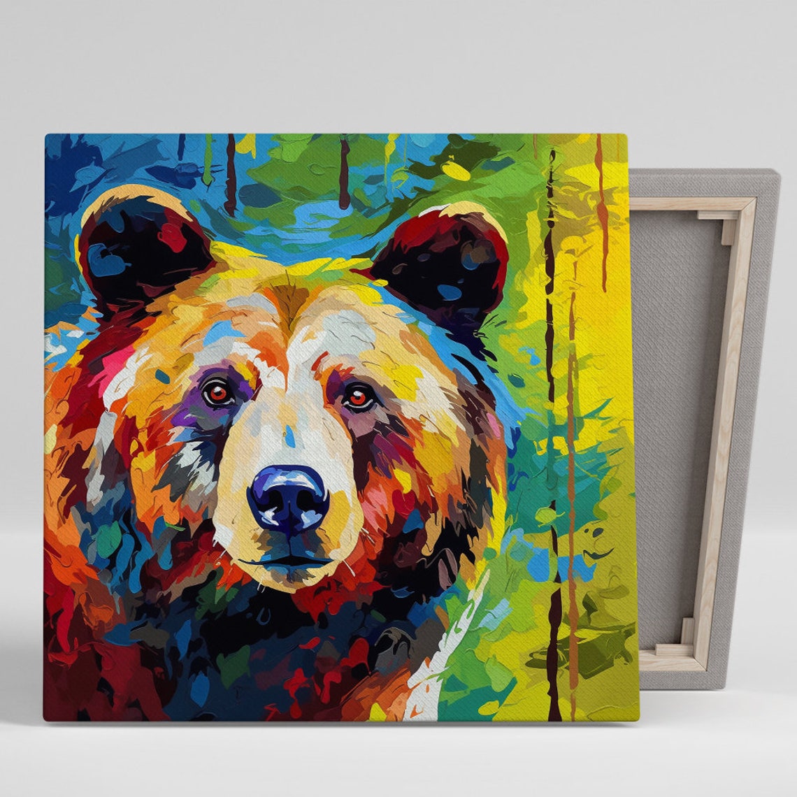Vibrant Bear Portrait Pop Art Multicolor Bold Wildlife Wall Poster