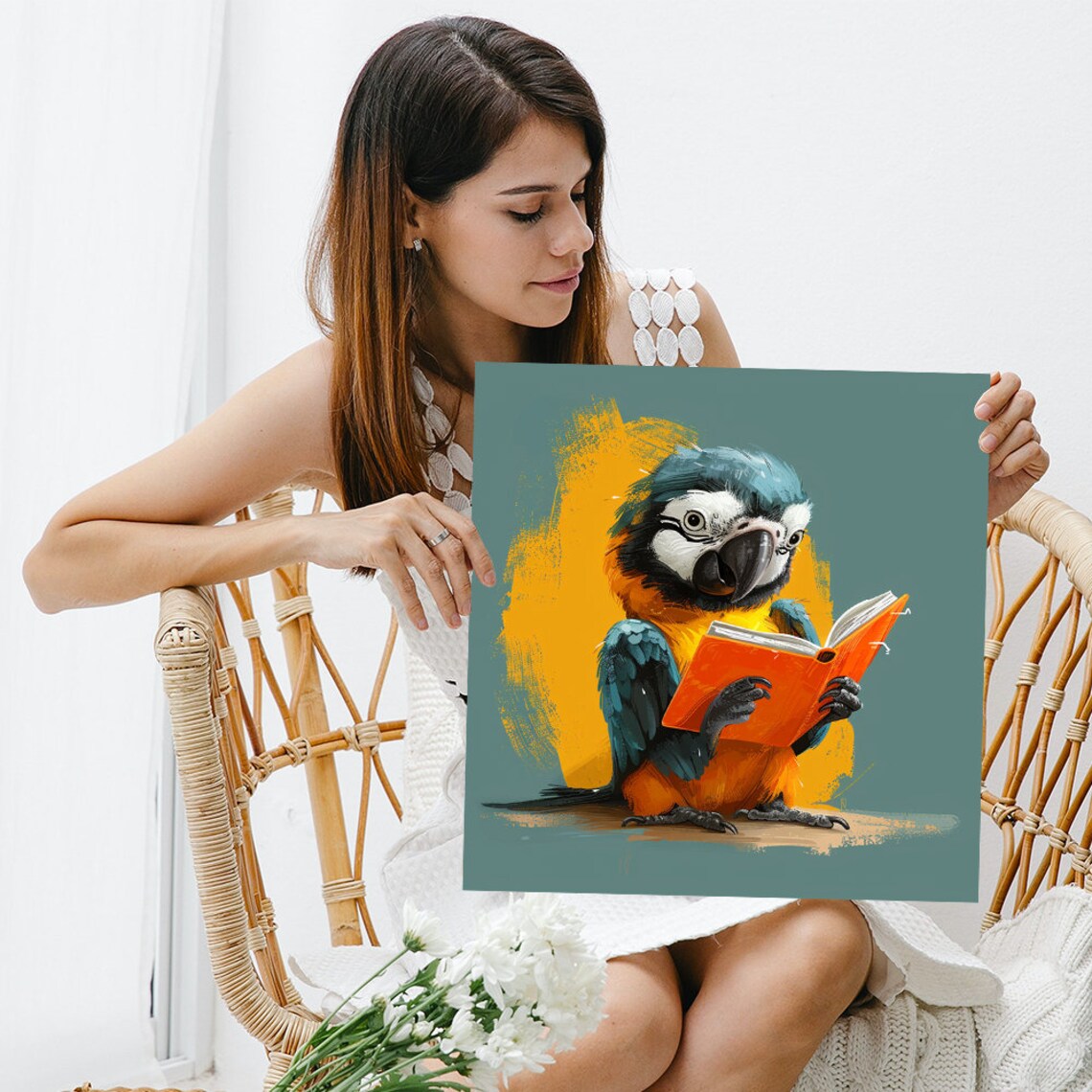 Scholarly Parrot Whimsical Animal Poster Print - Image 3