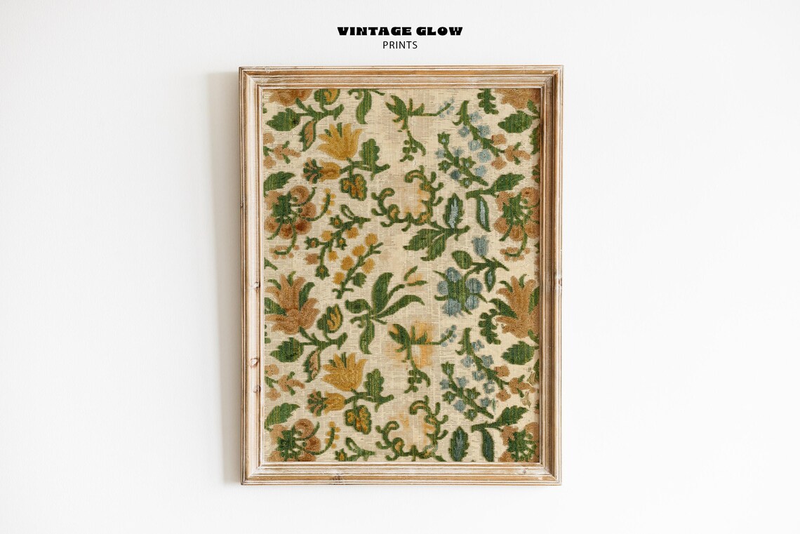 Vintage Floral Pattern Rustic Botanical Art Print