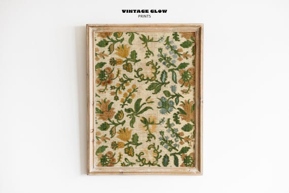 Vintage Floral Pattern Rustic Botanical Art Print
