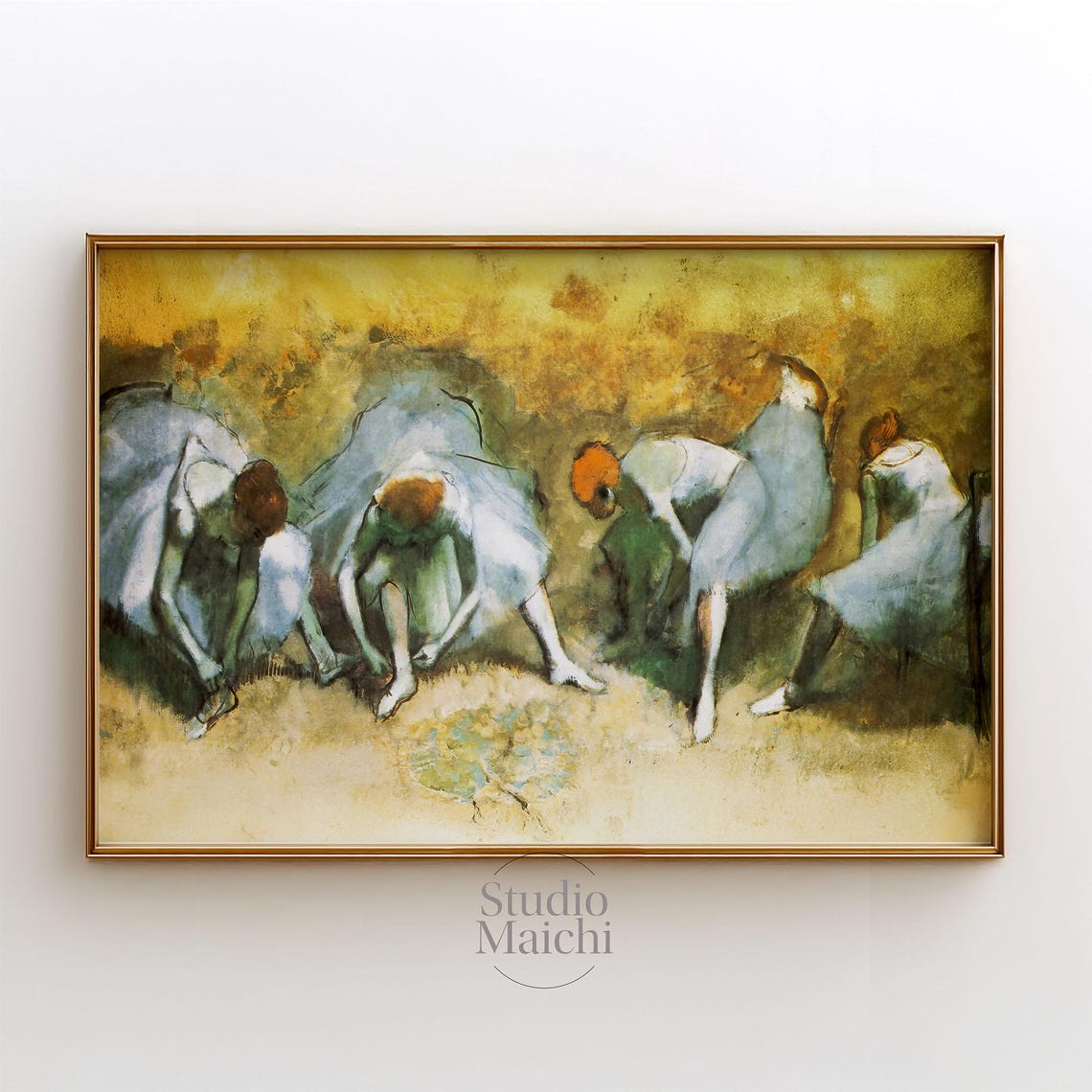 Degas Blue Tutu Ballerinas Warm Gold Impressionist Dance Poster