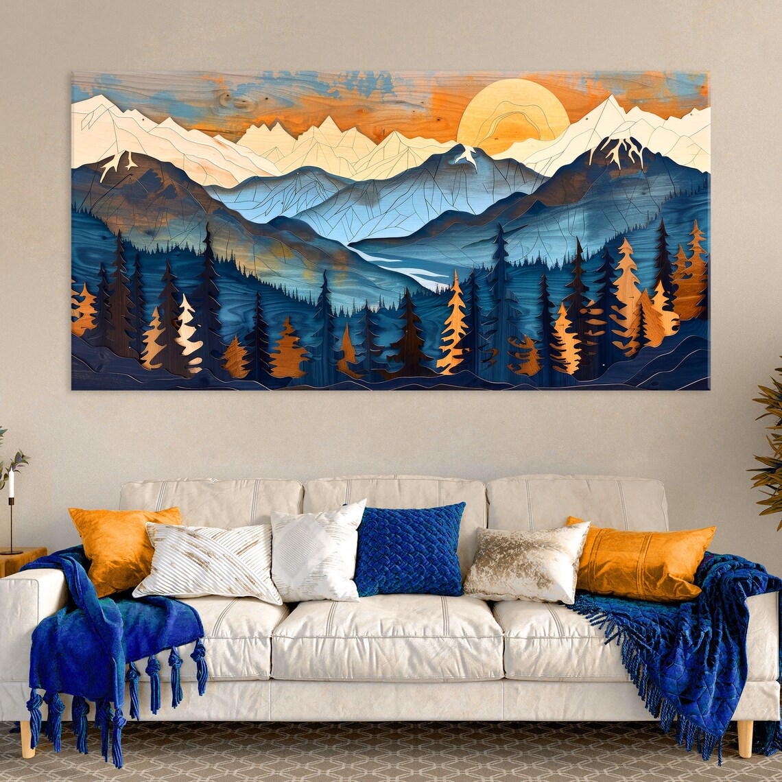 Abstract Mountain Wall Art Living Room Decor Wall Art Texture Print Extra Large Wall Art
