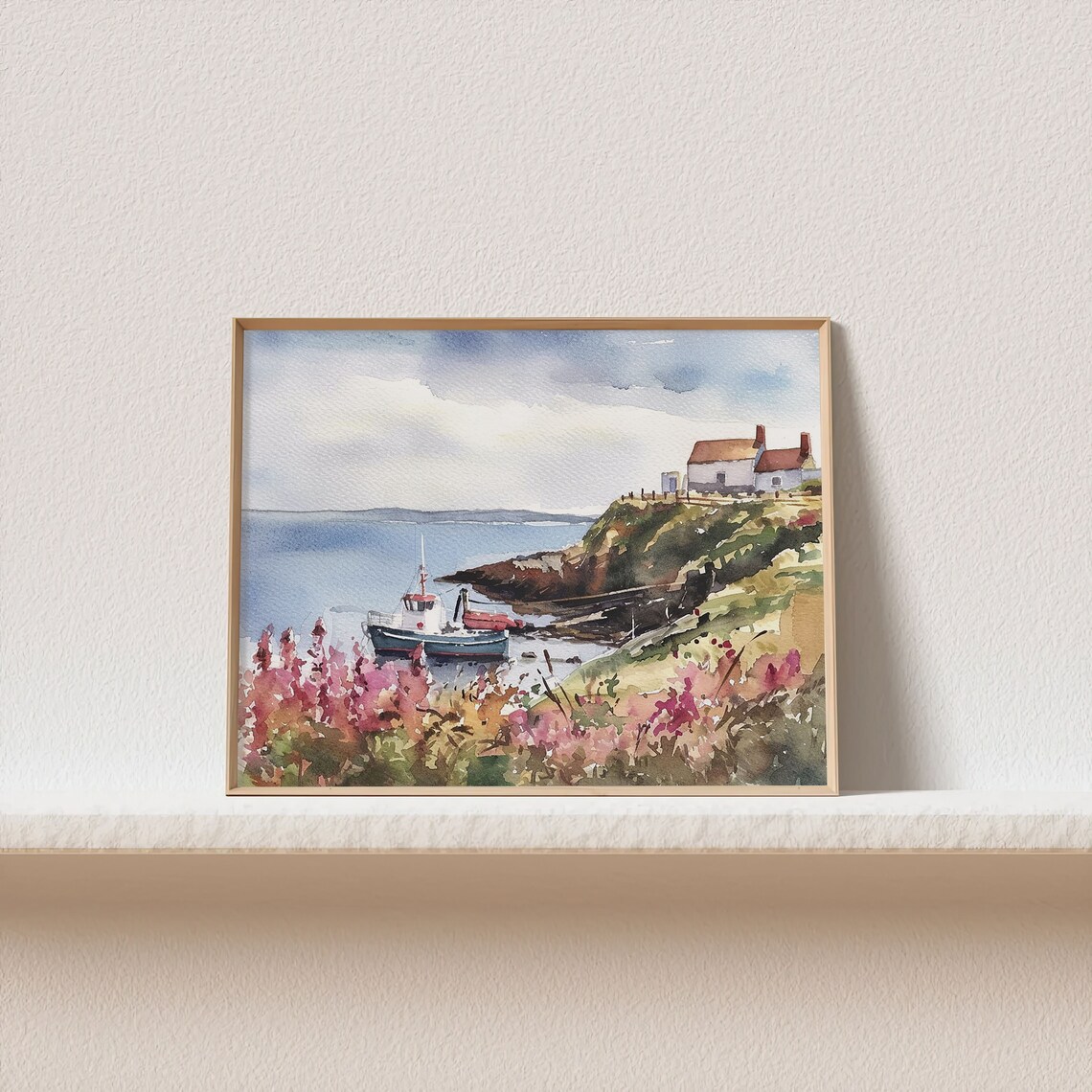 Howth Coastal Watercolor Art Print, Ireland Seascape - Image 2