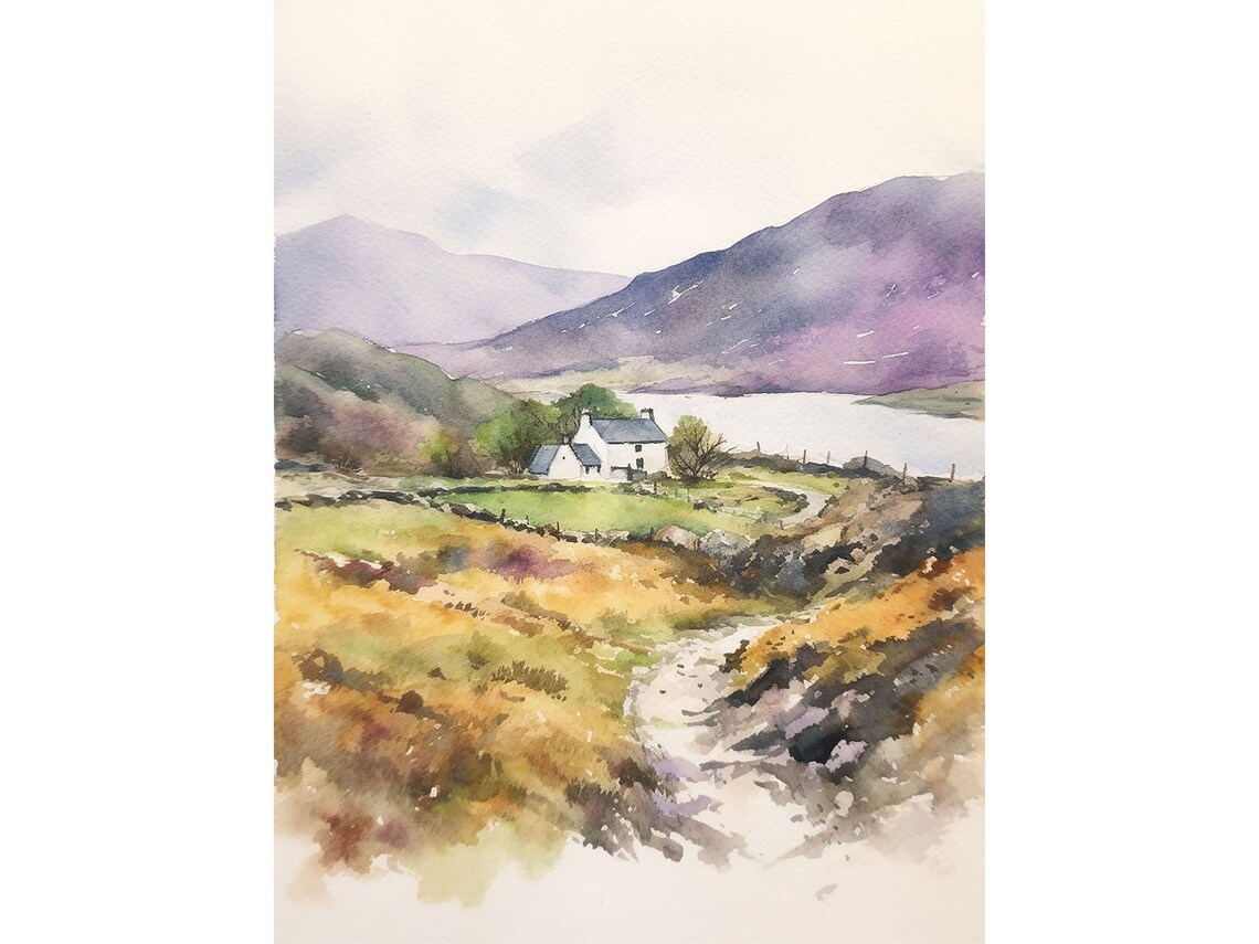 County Clare Irish Countryside Watercolor Art Print